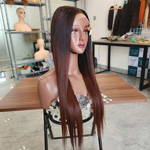Ombre Brown Virgin Hair <b>Wigs</b> Glueless Wholesale Bone Straight Human Hair Lace Front <b>Wigs</b> for <b>Black</b> Women - Product Image 3