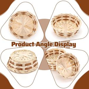 ตะกร้าใส่อาหารทรงกลมสานจากไม้ไผ่แบบเป็นมิตรกับสิ่งแวดล้อมสำหรับขายส่ง |   ถาดเสิร์ฟขนมปังและผลไม้ทอมือจากวัสดุธรรมชาติ - Product Image 5