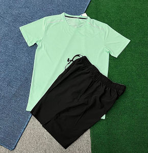 Summer Men's Reflective Lightweight Workout Gym Tracksuit Sports Casual Woven Solid <b>Short</b> Sleeve T Shirts <b>Shorts</b> <b>Skin</b> Friendly - Product Image 2