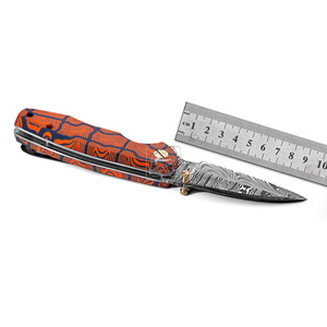 Couteau pliant en acier Damas personnalisé en gros, manche en Micarta à empreinte digitale, prix d'usine, couteau de poche EDC, étui en cuir, vente en gros - Product Image 5
