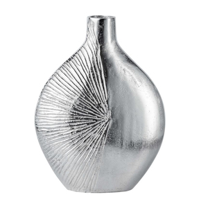Vase en métal argenté martelé, pot à fleurs décoratif en aluminium fait main de luxe pour centre de table de mariage et décoration de salon - Product Image 5