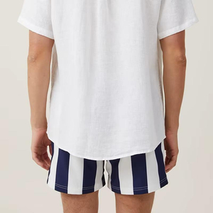 Hot Sale Custom Solid <b>Men's</b> Swim Shorts Quick Dry Eco-Friendly Beach <b>Trunks</b> with Front Logo Drawstring OEM Available - Product Image 3
