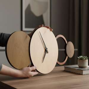 Large Wooden <b>Wall</b> <b>Clock</b> <b>Silent</b> Movement for Living Room - Product Image 2