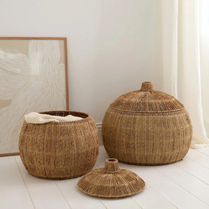 Handmade Seagrass <b>Basket</b> Decorative <b>Storage</b> <b>Basket</b> For Living Room Bedroom Natural <b>Basket</b> For Home Styling - Product Image 1