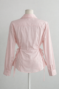 Blusa Elegante Rosa para Adolescentes y Mujeres de Tallas Grandes, Transpirable, de Manga Larga, con Botones, Estilo Casual, Estilo Lolita, con Lazo - Product Image 3