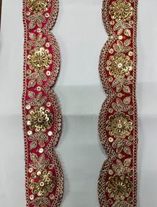Wholesale Pearl Bead Scalloped Lace Trim Mirror Work Indian Ethnic <b>Kaftan</b> Saree Border Embroidered Fabric Decorative Accessory - Product Image 2