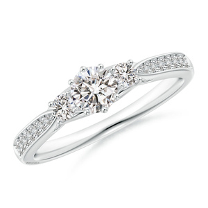 Bague en diamant vintage certifiée IGI, taille brillant, diamants latéraux, cadeau de fiançailles et de mariage, or 10K 14K 18K, argent 925 935 - Product Image 2