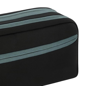 Sac de toilette de voyage de haute qualité, noir, double fermeture éclair, pochette cosmétique avec poignée latérale - Product Image 5