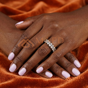 แหวนเงินแท้ 14K รูปไข่ประดับโมอิสซาไนต์ทรงรี 4x6 มม. แหวนเพชรแบบวงแหวนครึ่งวงสำหรับวันครบรอบแต่งงาน เครื่องประดับเพชร แหวนครึ่งวง - Product Image 4