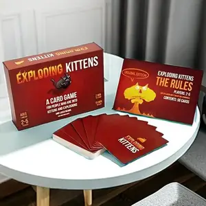 爆炸小猫纸牌游戏搞笑派对棋盘游戏家庭游戏之夜4合1套装游戏适合成人儿童节日礼物