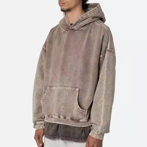Sweat à capuche vintage en coton épais pour homme, coupe oversize, délavé à l'acide, imprimé numérique personnalisé, style streetwear, tissu français - Product Image 6