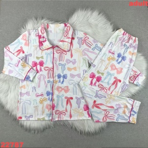 批发 RTS 高品质透气休闲睡衣圣诞印花成人衬衫裤春季睡衣女式套装针织 - Product Image 3