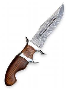 Couteau utilitaire à lame fixe en acier Damas fait main, manche ergonomique en bois, outil de découpe de viande pour barbecue en extérieur - Product Image 6