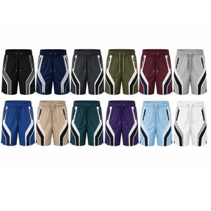 Shorts décontractés pour hommes à taille mi-haute avec cordon de serrage, couleur unie, en coton, avec poches, en tissu tricoté respirant - Product Image 6