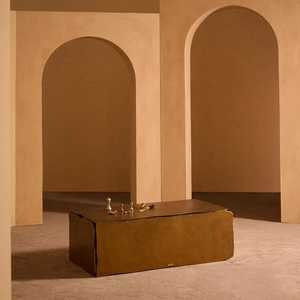 Spotlight Product Modern Coffee <b>Table</b> Minimalist Design Handmade Living Room Furniture Metal Frame <b>Brown</b> Finish - Product Image 1