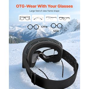Occhiali da Sci Senza Montatura OTG Antiappannamento per Uomo e Donna, Lenti a Specchio Argento con Rivestimento Revo, Telaio Flessibile in TPU per Casco da Sci - Product Image 5