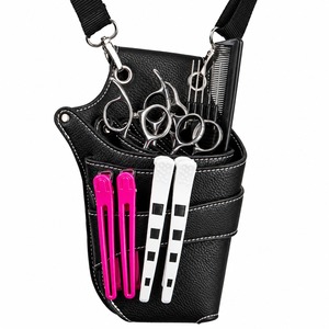 Étui en cuir noir pour ciseaux de barbier, pochette porte-ciseaux de coiffure, sacoche de ceinture, kit d'outils de salon - Product Image 1