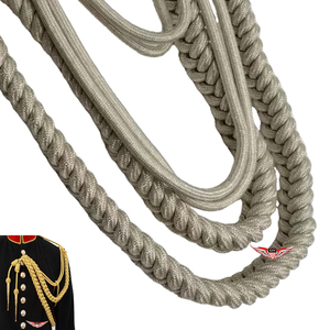 Aiguillette tressée uniforme en Mylar argenté, cordon d'épaule allemand avec pointe métallique argentée - Product Image 4