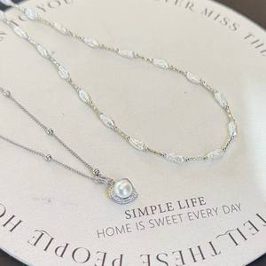 Collar de Perlas de Agua Dulce Barrocas de 87 cm con Cuentas Irregulares en Forma de Pipa, Cadena de Clavícula Natural de Doble Capa - Product Image 2