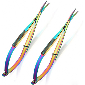 Ciseaux à micro-spring à lame courbée de haute qualité en acier inoxydable durable pour extensions de cils et soins des sourcils, logo personnalisé - Product Image 4