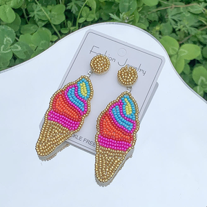 Boucles d'oreilles pendantes en forme de cœur arc-en-ciel en perles faites à la main, design classique tendance, pour femmes, bijoux par MD HANDICRAFTS - Product Image 2