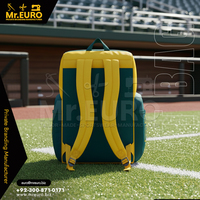 Sac à dos de baseball vert et jaune Mr. Euro avec numéro 24, design de logo personnalisable pour usage sportif, mélange de polyester