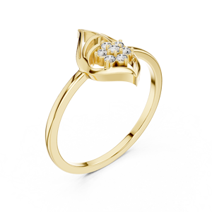 Anillos de oro macizo de 10k, 14k y 18k para mujer, con diamantes de corte redondo minimalista en forma de hoja, para regalo, compromiso, aniversario, boda. - Product Image 6