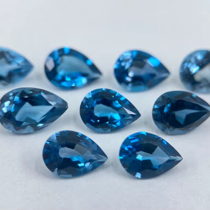 พลอยโทแพซลอนดอนบลูทรงลูกแพร์ขนาด 5x3 มม. เจียระไน 10 เม็ด สำหรับทำเครื่องประดับ - Product Image 1