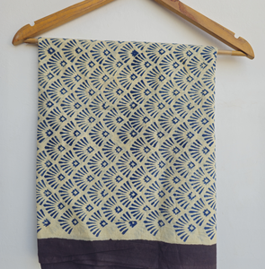 Handmade Indian Pareo Floral Block Print <b>Sarong</b> 100% Cotton Summer Beach Wrap with Zig Zag Pattern Soft Lightweight - Product Image 5