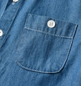 เสื้อเชิ้ตเดนิมแขนยาวสำหรับเด็กผู้ชาย ปกคอปกติดกระดุม สีพื้น ผ้าฝ้าย เสื้อเด็ก - Product Image 4