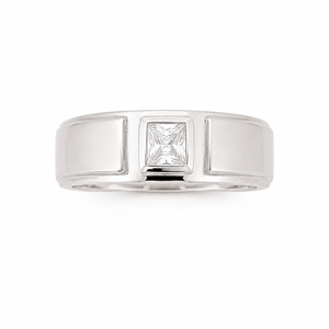 925 <b>Sterling</b> <b>Silver</b> Princess Cut Cubic Zirconia Band <b>Ring</b> for <b>Men</b> Wedding Party Gift High Polish Finish - Product Image 2