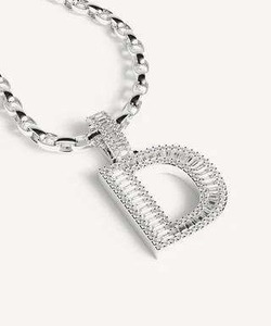Pendentif lettre D en alliage plaqué rhodium, serti de diamants taille émeraude, style hip-hop, unisexe, cadeau pour hommes et femmes - Product Image 1