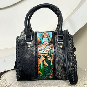 Vintage Handcrafted Cowhide Genuine Leather <b>Mini</b> Duffel Bags Luxury Cactus Designer Travel Crossbody Speedy Handbag for Unisex - Product Image 4