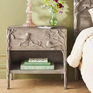 Armoire en bois massif sculptée à la main en forme d'oiseau, en bois de manguier - Product Image 1