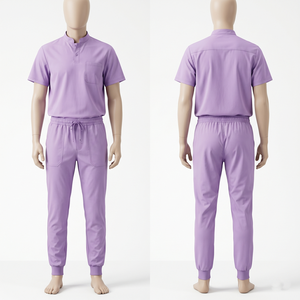 ชุดยูนิฟอร์มแพทย์ชาย ผ้าโพลีคอตตอน 180 GSM สีขาว เสื้อซิปหน้า กางเกงหลายกระเป๋า ปักลายตามสั่ง - Product Image 3