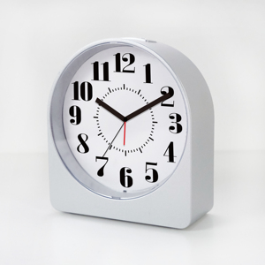 3.7 Inch <b>Silver</b> Plastic Silent Alarm <b>Clock</b> with Classic <b>Large</b> Numerals – Office Desk & Corporate Gift | B2B Wholesale - Product Image 3