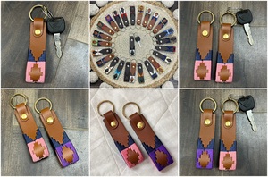 New Arrival Handmade Leather Keychains Stylish Woven Pattern <b>Key</b> <b>Ring</b> Durable <b>Key</b> Holder Western Keychain Gift For Men Women - Product Image 3