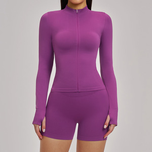 Newest Windproof Seamless Full Zip up Tracksuits for Women High Waist Butt Lifting Slim Fit Yoga Wear Workout Gym Fitness Set - Product Image 4