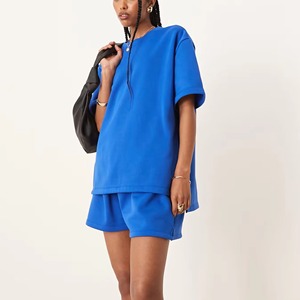 Sportswear Custom Logo Zipper Yoga Workout Shorts Activewear Women's 2 Piece Sets Lace Breathable - Product Image 2