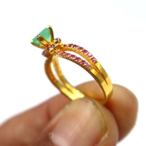 925 Sterling <b>Silver</b> Gold Plated <b>Emerald</b> with Pink Sapphire Cut Gemstone <b>Ring</b> Wholesale <b>Ring</b> <b>Emerald</b> Jewelry Gift <b>Ring</b> - Product Image 5