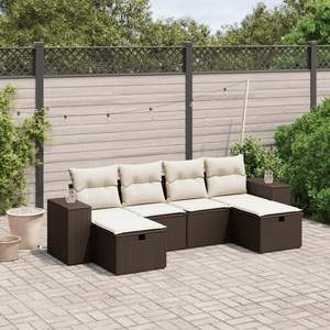 Set Divano da Giardino in Polyrattan Marrone, Arredamento da Esterno di Grandi Dimensioni, Design Contemporaneo con Cuscini in Schiuma ad Alta Densità - Product Image 3
