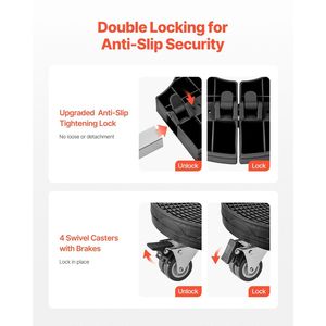 Carrello Portarifiuti Resistente con 4 Ruote Bloccabili, Capacità 440 libbre, Base Regolabile 15-22.8 Pollici per Contenitori Regolabili 15-22.8 Pollici - Product Image 4