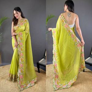 Sari Kanchipuram orange avec travail Dori, haute qualité, Fatema Fashion, dernier design indien moderne et traditionnel, polyvalent pour un usage quotidien - Product Image 1