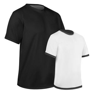 T-shirt en coton extra large pour homme, noir et blanc à motif uni, personnalisable, vente en gros, vêtements de sport, décontracté - Product Image 3