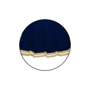 Navy Blue Polyester/Nylon Cheerleader Outfit Gold White Trim Sleeveless <b>Top</b> <b>Flowy</b> Pleated Shorts Mid Waist Elastic Closure - Product Image 6