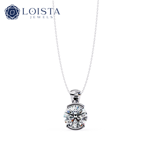 925 Sterling Silver Round Brilient Cut Lab Grown Diamond Solitaire Pendant <b>Necklace</b> With IGI certified for Women's Jewelry - Product Image 2