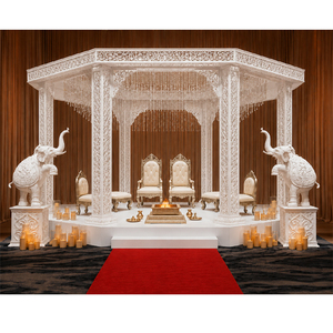 Mandap de mariage moderne en forme hexagonale découpé au laser en cristal - Nouvelle arrivée, professionnel et élégant - Product Image 1