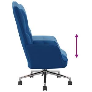 Silla de Oficina Azul Terciopelo 100% Poliéster Tamaño Mediano con Estructura de Acero Asiento Relajante - Product Image 6