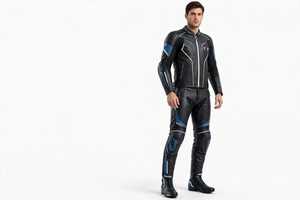 Traje de Motociclismo de Cuero Negro y Azul para Hombre y Mujer, Ropa de Protección a Prueba de Viento - Product Image 5