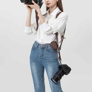 Premium <b>Leather</b> Camera <b>Harness</b> Dual Strap System for DSLR Cameras Comfortable Shoulder Chest Rig Photography Gear - Product Image 5
